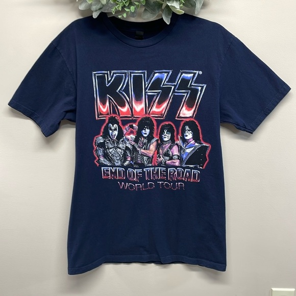 KISS End of the Road World Tour T-Shirt Short Sleeve Navy Blue M - Picture 1 of 13